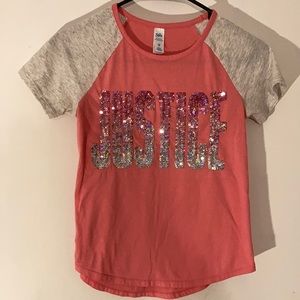 Girls size 10 Justice Sequin t shirt